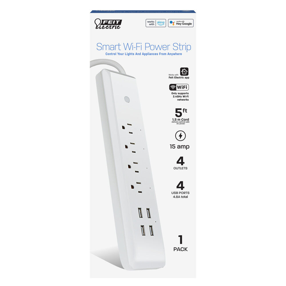 Feit Electric 125V 15A Indoor Alexa Google Smart WiFi Power Strip, large image number 2