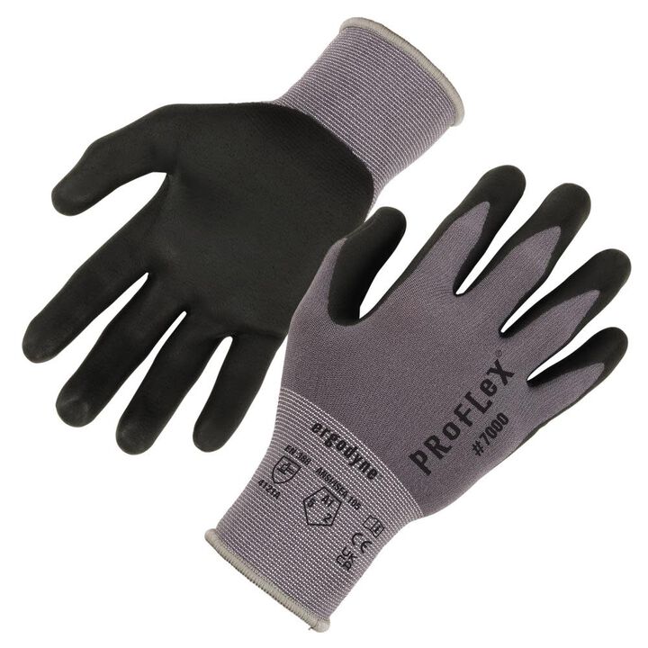 Ergodyne ProFlex 7000 Nitrile Coated Gloves Microfoam Palm XS Gray
