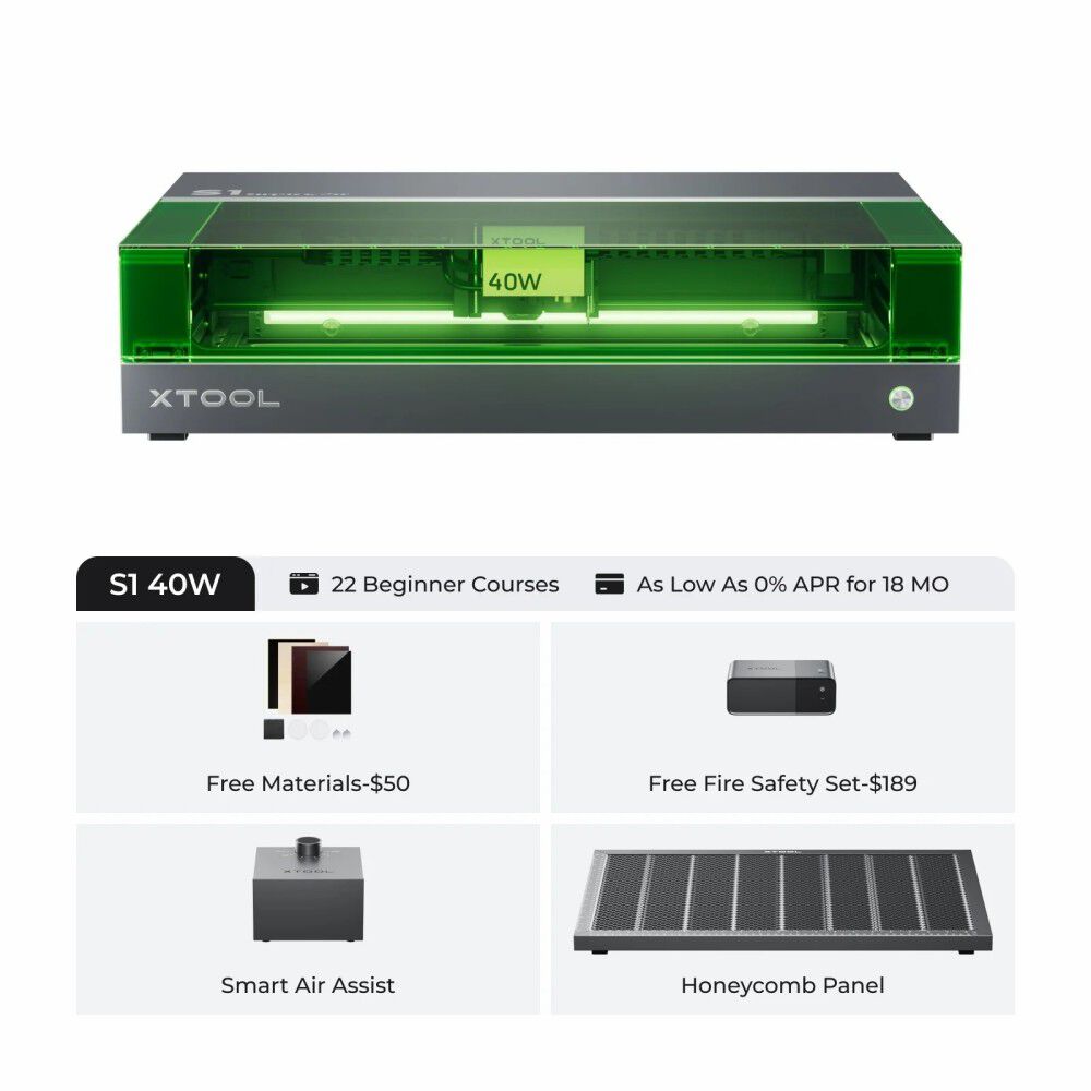 xTool S1 Laser Cutter and Engraver 40W Basic Kit, large image number 1