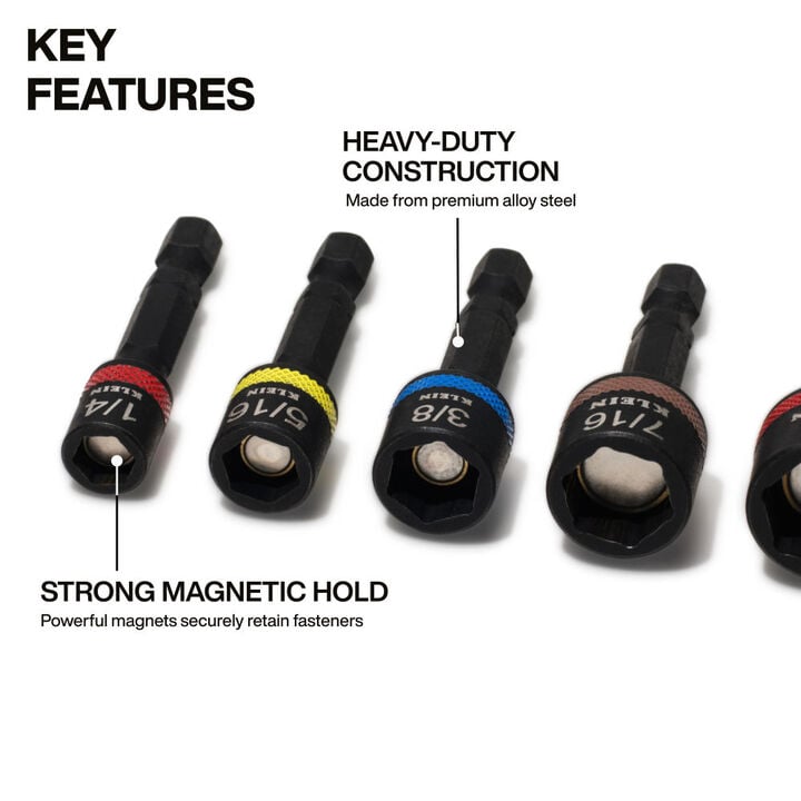 Klein Tools Magnetic 2 Inch Shaft Power Nut Setters 5 Pieces, large image number 2