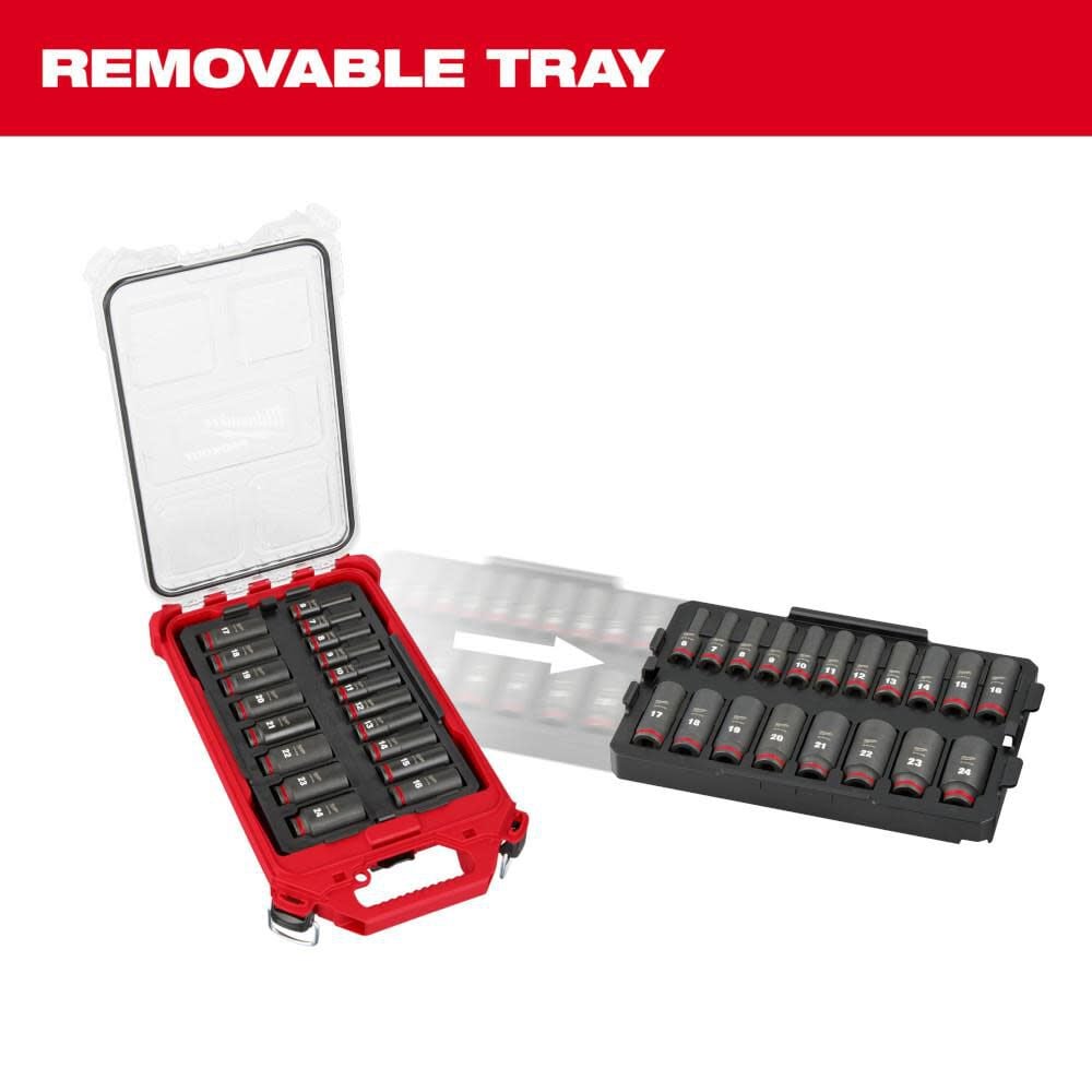Milwaukee SHOCKWAVE Impact Duty Socket 3/8 Dr 19pc MM PACKOUT Set, large image number 9