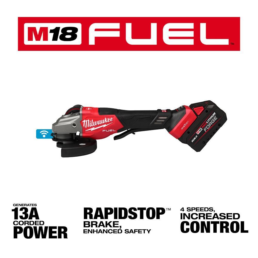 Milwaukee M18 FUEL 4-1/2 Inch-6 Inch Variable Speed Braking Grinder, Paddle Switch with ONE-KEY Kit, large image number 4