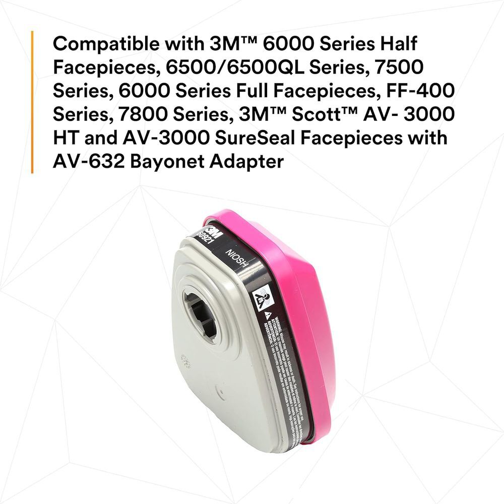 3M 60921 P100 Class Bayonet-Style Organic Vapor Cartridge Filter 2 Pieces, large image number 6