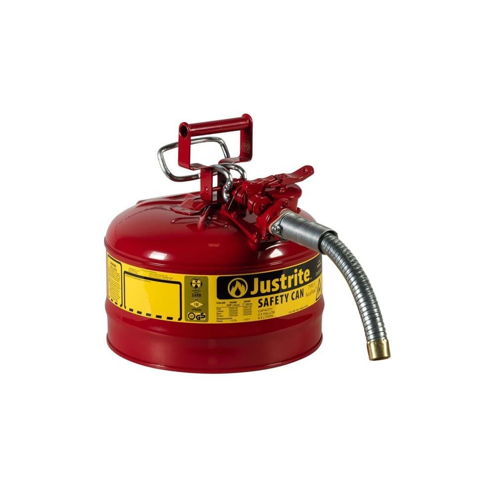 Justrite 2.5 Gal Steel Safety Red Gas Can Type II – 7225130