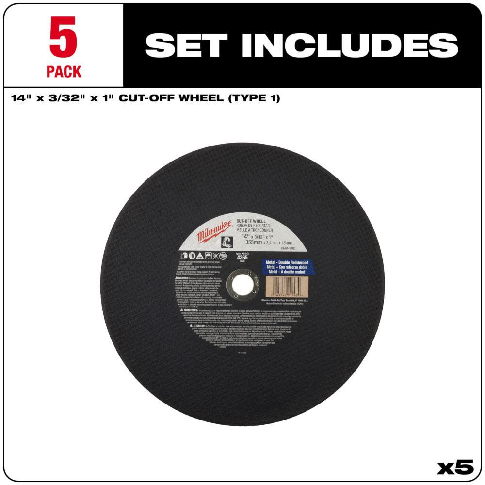 Milwaukee Chop Saw Cutting Wheel 14 In. x 3/32 In. x 1 In., large image number 3