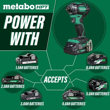 Metabo HPT 18V Cordless Triple Hammer Impact Driver 2Ah Batteries Kit, large image number 3