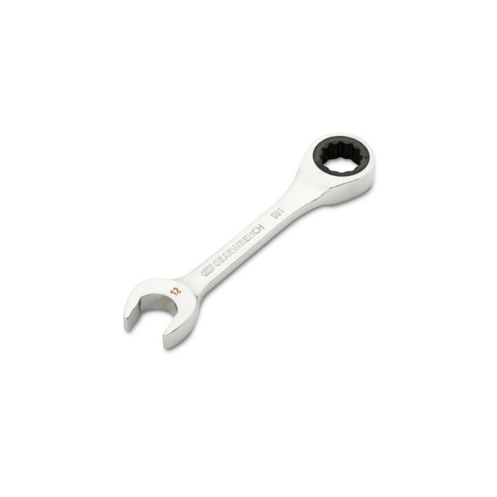 GEARWRENCH 12mm 90-Tooth 12 Point Stubby Combination Ratcheting Wrench, large image number 1