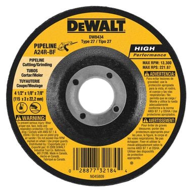 DEWALT 9 In. HP Pipeline Wheel, large image number 0