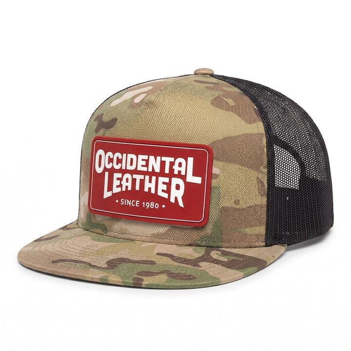 Occidental Leather Oxy Flatbill Trucker Hat Camo with Red Patch OSFM