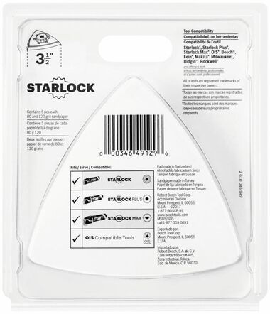 Bosch 11 pc. Starlock Oscillating Multi-Tool Delta Sanding Pad Kit, large image number 2
