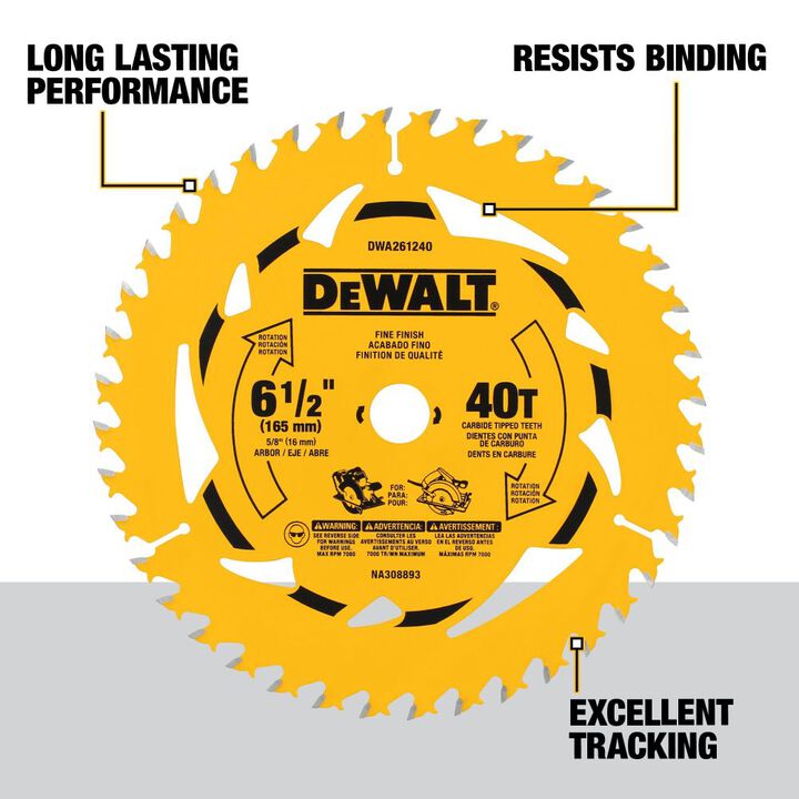 DEWALT 6-1/2 Inch 40T Circular Saw Blade, large image number 1