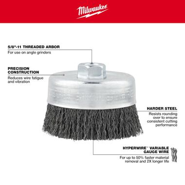 Milwaukee 4 in. Carbon Steel Crimped Wire Cup Brush, large image number 2