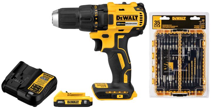 DEWALT 20V MAX Compact Brushless Drill Driver Kit & Rapid Load Accessory Set With Toughcase+ Bundle, large image number 0