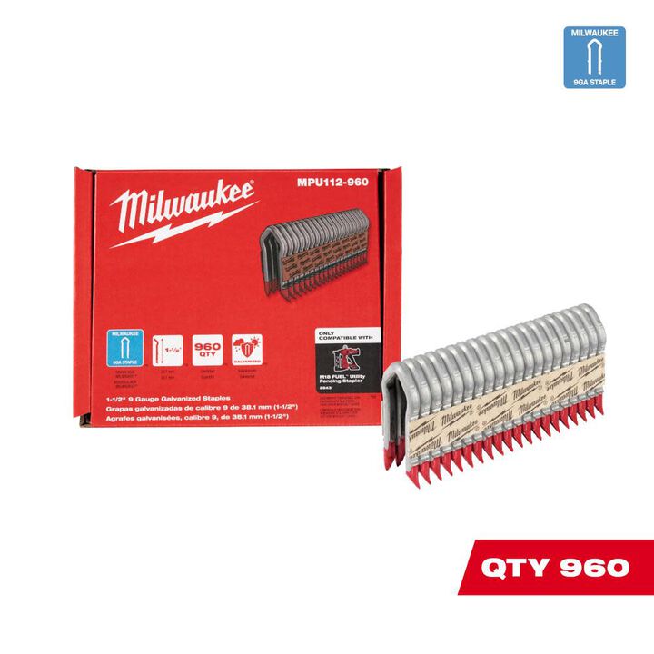 Milwaukee Galvanized Staples 1.5inch 9 Gauge