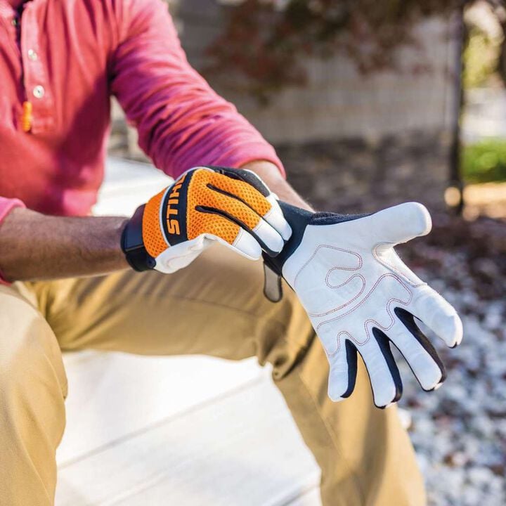 Stihl ProMark Helmet System & 32 Inch Apron Chaps Meshback Gloves Bundle, large image number 8