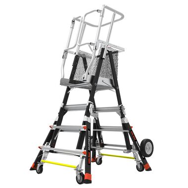 Little Giant Safety Cage Model 3 Ft. to 5 Ft. IAA FG with All Terrain Wheels and Wheel Lift