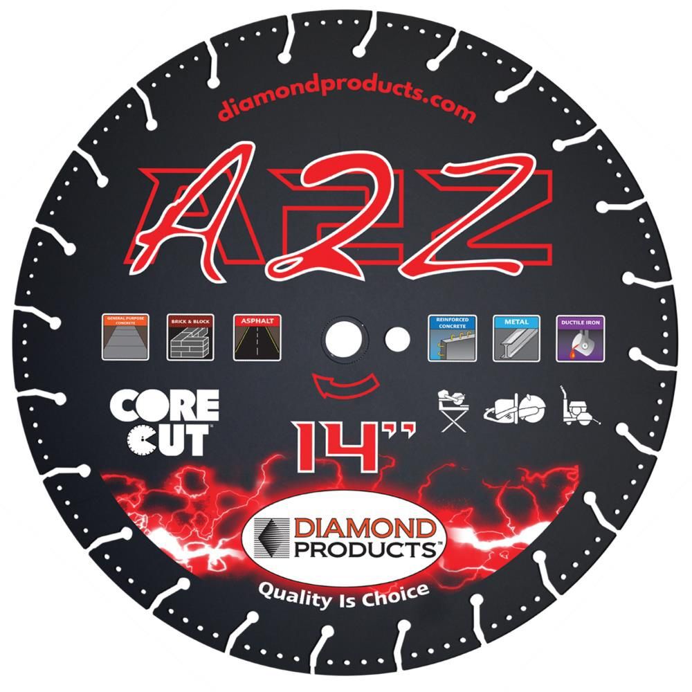 Diamond Products A2Z 14 Inch Segmented Rim Diamond Blade for High Speed Cuts in All Material, large image number 1
