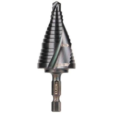 Klein Tools 7/8in to 1-1/8in Quick Release Sprial Flute Step Drill Bit