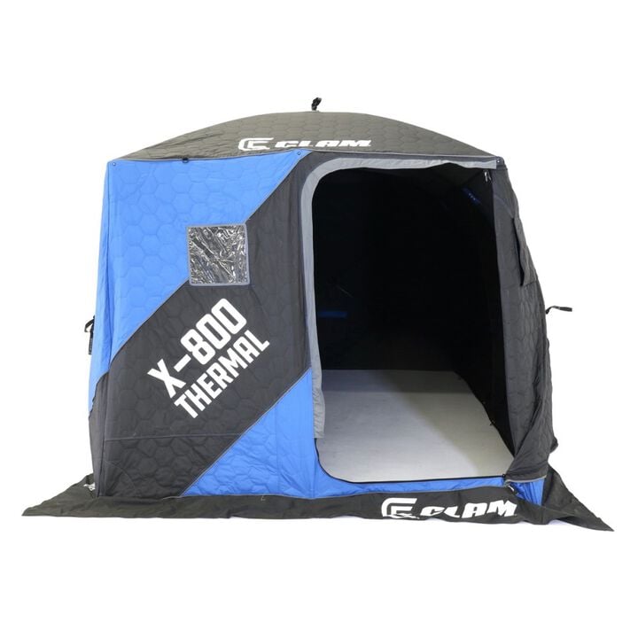 Clam Outdoors X-800 Thermal 128 Sq Ft 900 Denier Fabric 4 Sided Hub Ice Fishing Shelter, large image number 1