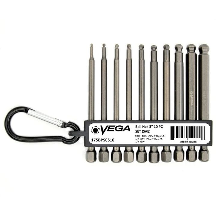 Vega 2in Hex Ball End Bit Set 10pc