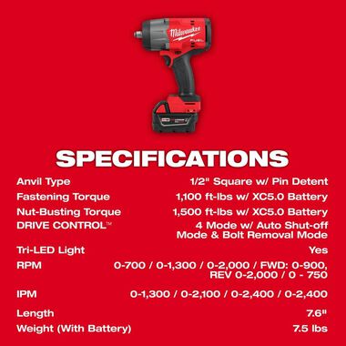 Milwaukee M18 FUEL 1/2 in High Torque Impact Wrench with Friction Ring Kit, large image number 7