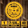 DEWALT 7-1/4 Inch Circular Saw Blade 40 Tooth with 5/8 Inch Arbor, small image number 3
