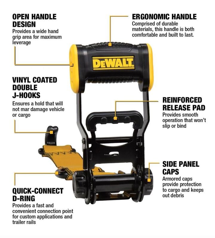 DEWALT Ratchet Tie Down Straps 1.5in x 16' 3300lb Break Strength 2pk, large image number 1