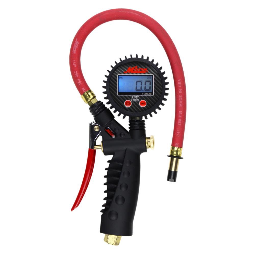 Milton S-574D Pro Digital Pistol Grip Inflator Gauge - Straight Chuck and 15in Hose - 255 PSI, large image number 1