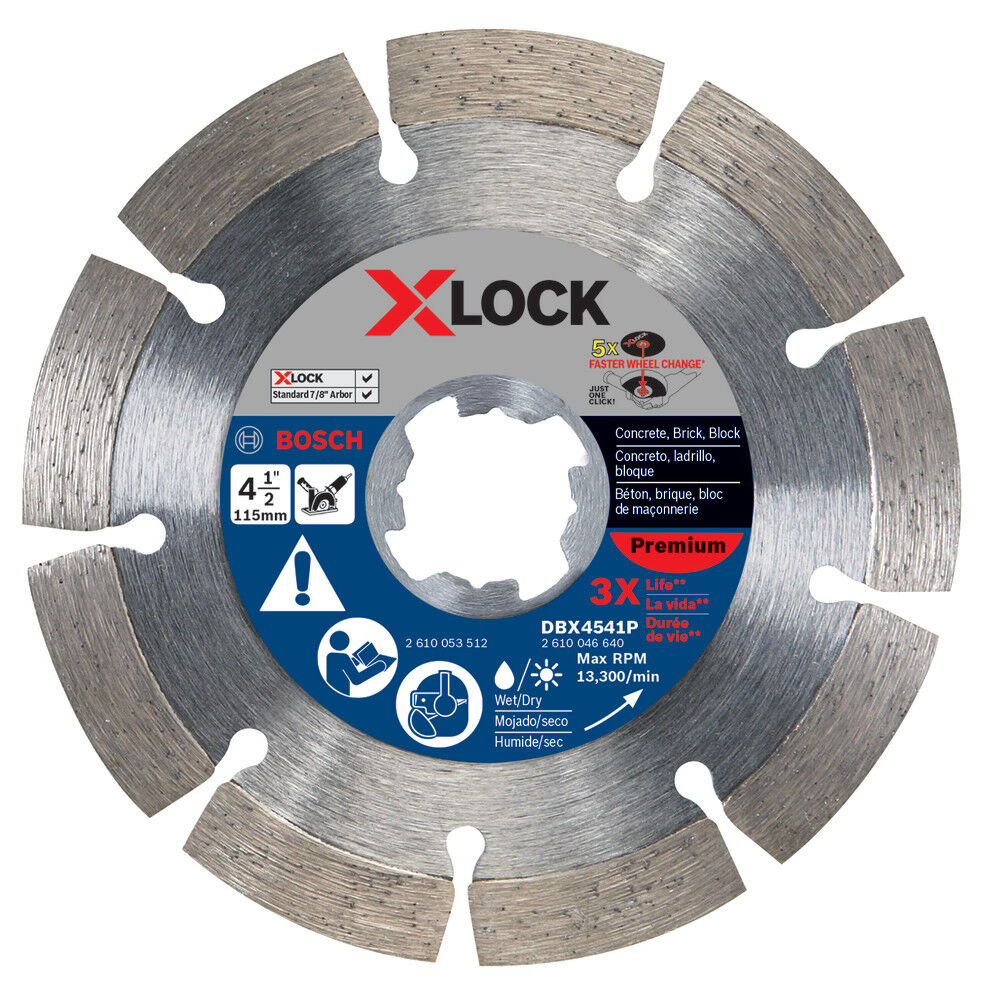 Bosch X-LOCK 4 1/2 Inch Premium Segmented Rim Diamond Blade for Ceramic Tile and Slate for Cured Concrete, large image number 1