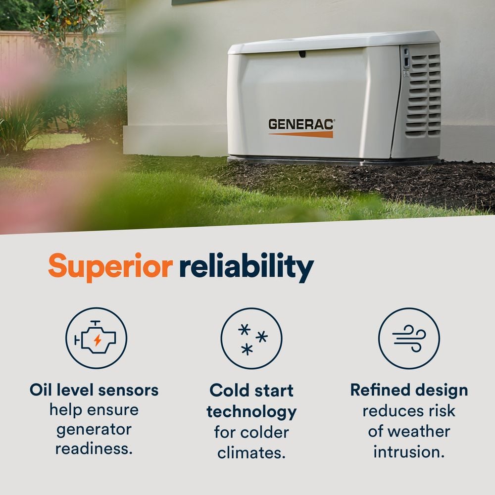 Generac Next Generation 24000 Watt 24kW Dual Fuel 50 State Air Cooled Home Standby Generator with 200-Amp Transfer Switch, large image number 10