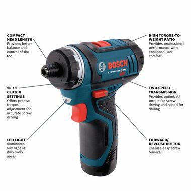 Bosch 12V Max Pocket Driver Two Speed (Bare Tool) PS21N - Acme Tools