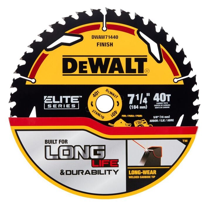 DEWALT Elite Series Blister Circular Saw Blade 7 1/4in 40T