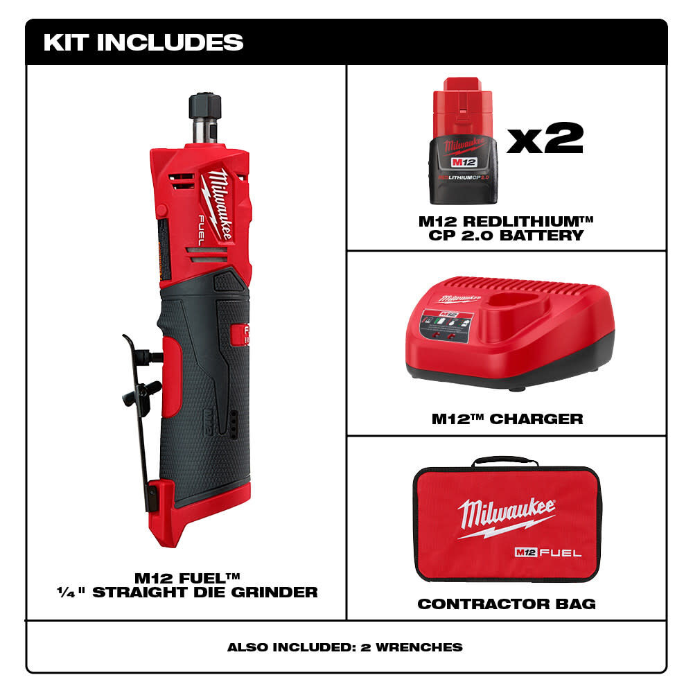 M12 FUEL™ Straight Die Grinder and 