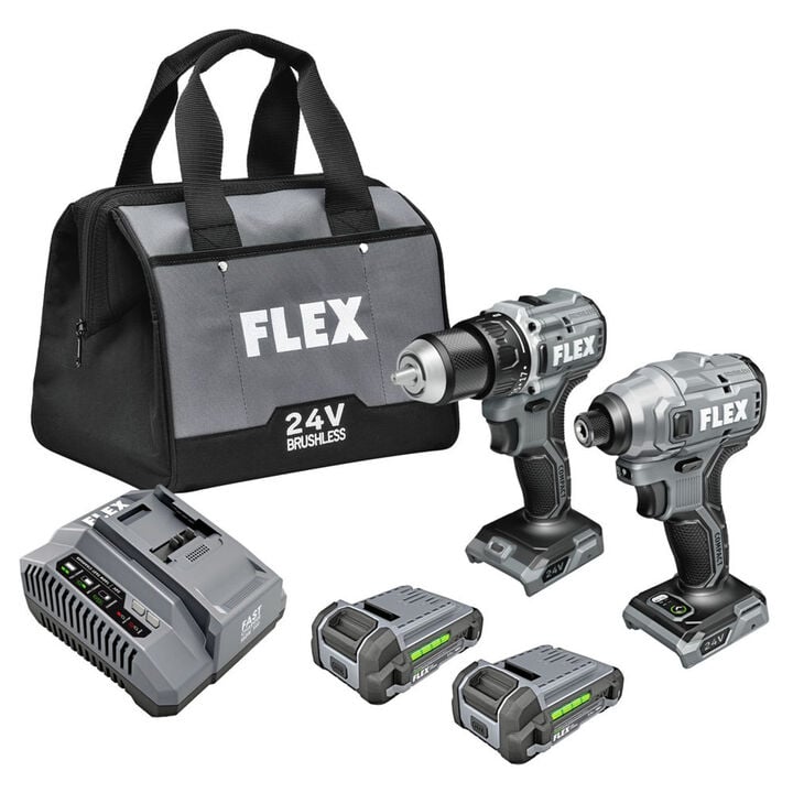 FLEX 24V Cordless Compact Drill Driver and Impact Driver Combo Kit, large image number 2