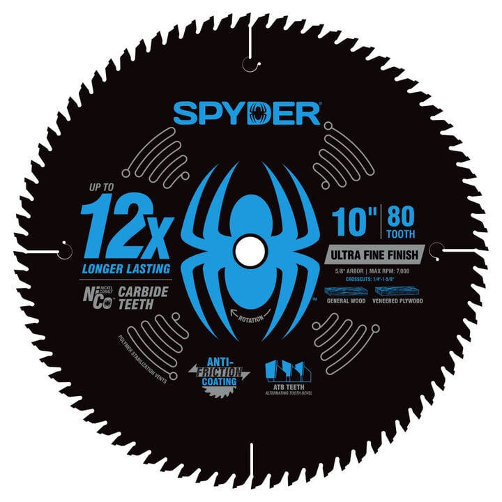 Spyder 10 Inch 80T Ultra Fine Finish Saw Blade for Wood, large image number 1