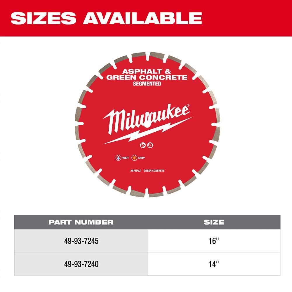Milwaukee 14 Inch Segmented Rim Diamond Blade for Asphalt and Green Concrete, large image number 6