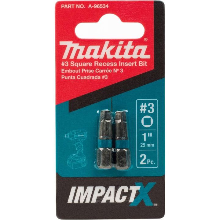 Makita Impact X #3 Square Recess 1 Insert Bit 2/pk, large image number 2