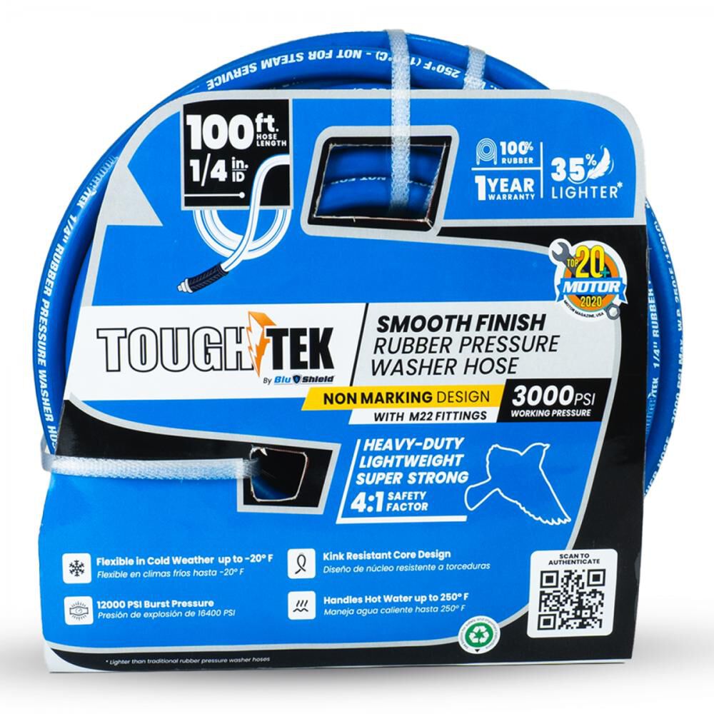 BluBird Tough-Tek 1/4 Inch x 100 Ft. Pressure Washing Hose with  M22 Coupler, large image number 5