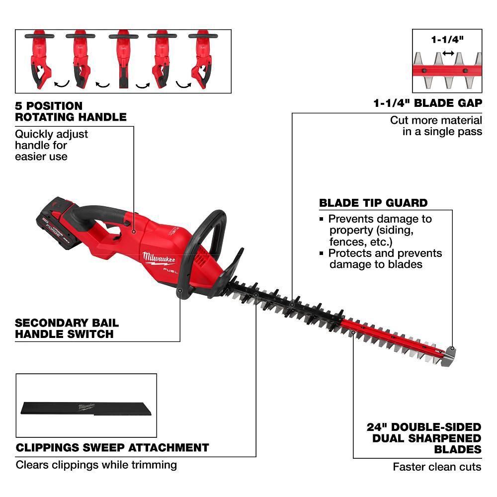 Milwaukee M18 FUEL 24 Inch Hedge Trimmer Kit, large image number 4
