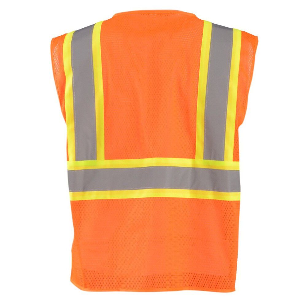 Occunomix Zipper Safety Vest Orange High Visibility Mesh Standard 3X, large image number 2