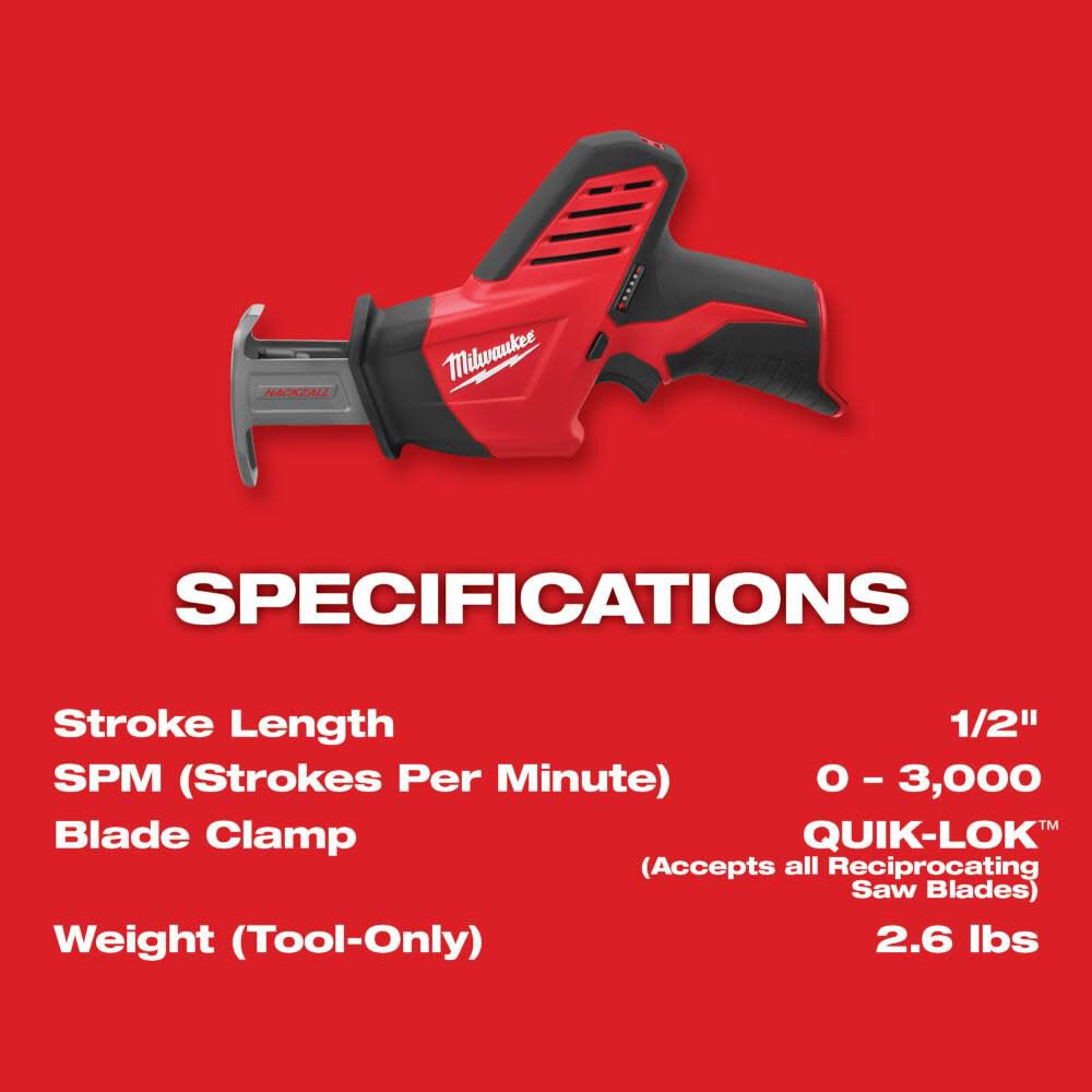 Milwaukee M12 HACKZALL Reciprocating Saw One Battery Kit 2420 21