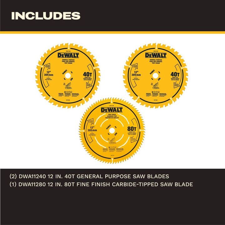 DEWALT 12in 40T & 60T Circular Saw Blades 2pk, large image number 1