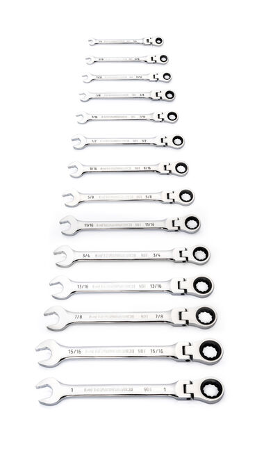 GEARWRENCH 14 Pc 90T 12 Point Flex Head Ratcheting Combination SAE Wrench Set, large image number 3