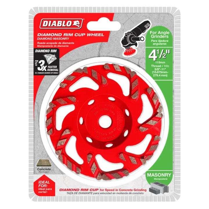 Diablo Tools 4 1/2 Inch Segmented Rim Diamond Rim Cup Wheel for Masonry, large image number 1