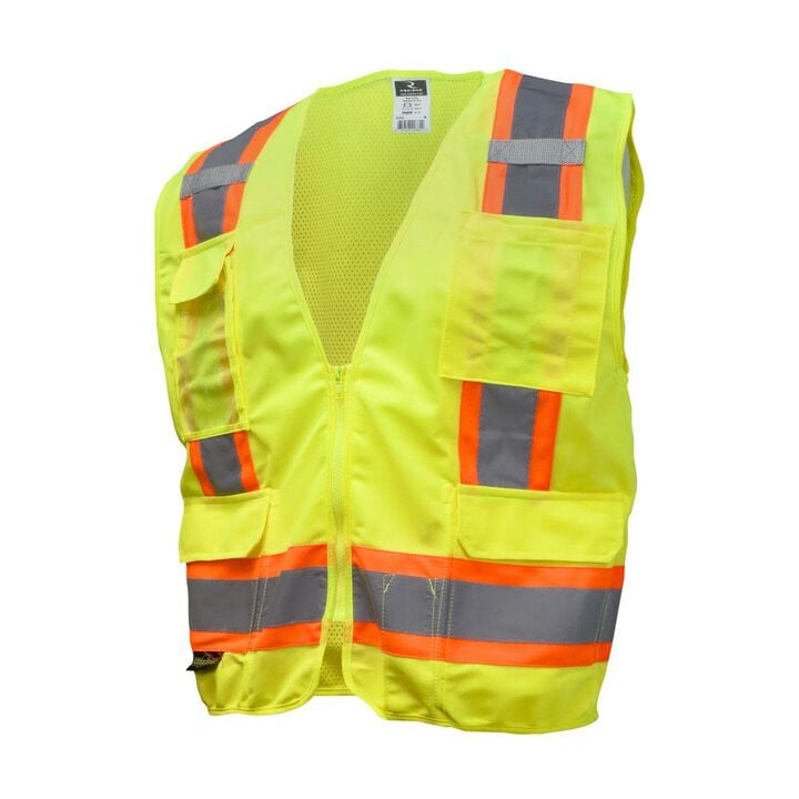 Radians Safety Vest SV6 Two Tone Surveyor Type R Class 2 Solid/Mesh Green Size Large