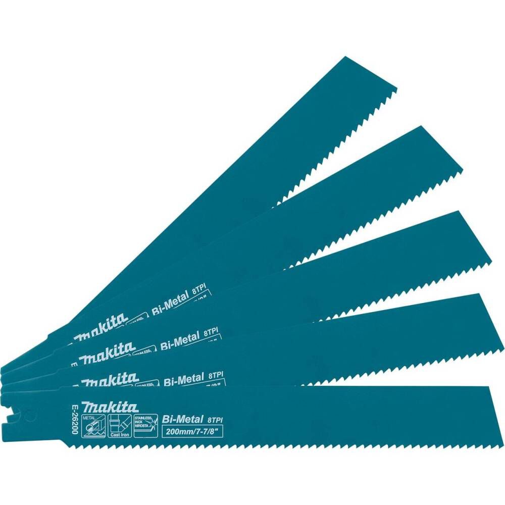 Makita 7-7/8 Inch Metal Pipe Cutting Reciprocating Saw Blades 8 TPI 5 Pieces for GRJ03Z, large image number 1
