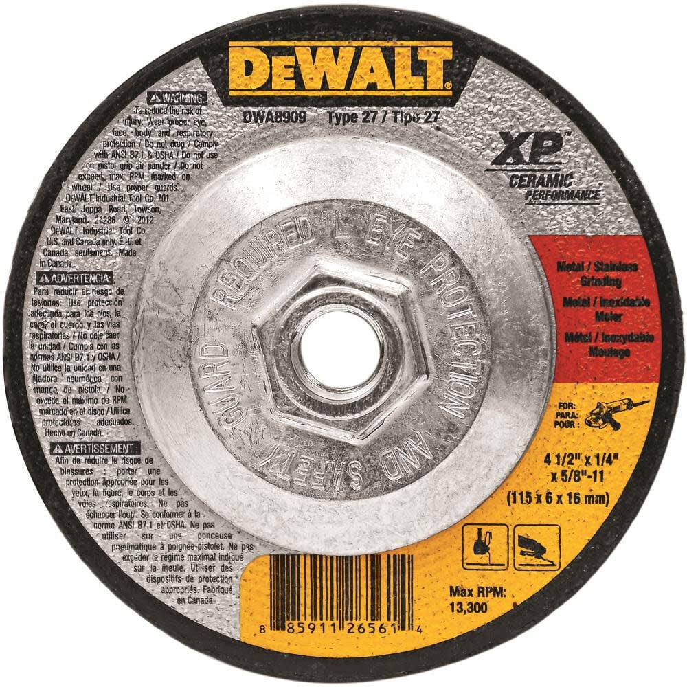 DEWALT 4-1/2in x 1/4in x 5/8in-11 Ceramic Abrasive - DWA8909