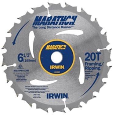 Irwin Marathon 6-1/2In 20T Carbide Saw Blade, large image number 0
