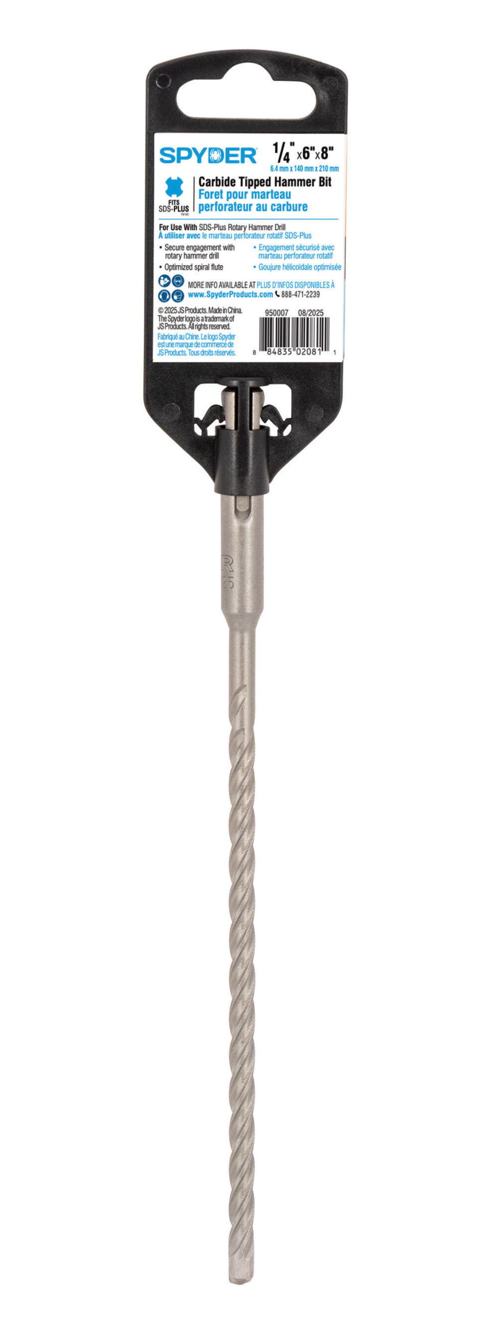 Spyder 1/4 Inch x 8 Inch SDS-Plus 4-Cutter Carbide-Tip Rotary Hammer Drill Bit, large image number 9