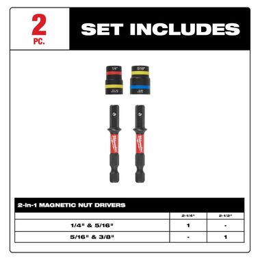 Milwaukee SHOCKWAVE Impact Duty QUIK-CLEAR 2-in-1 Magnetic Nut Driver Set 2 Piece, large image number 2